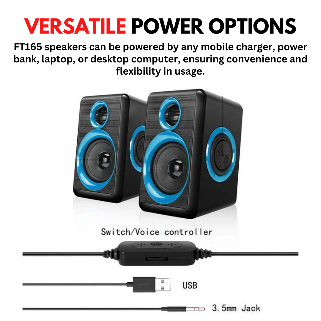 Computer Speakers With Heavy Bass Volume, 3.5mm Audio, USB Wired Powered Built-in Four Loudspeaker Diaphragm Multimedia Speaker for RGB Gaming PC, Laptops And Computers - Add-To-Cart