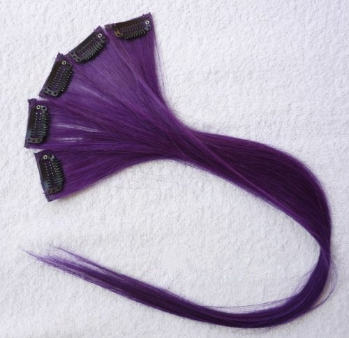 Hair Extension For Girls 5 Hair Mini Extension Hairpieces for Party Highlights Purple Blue