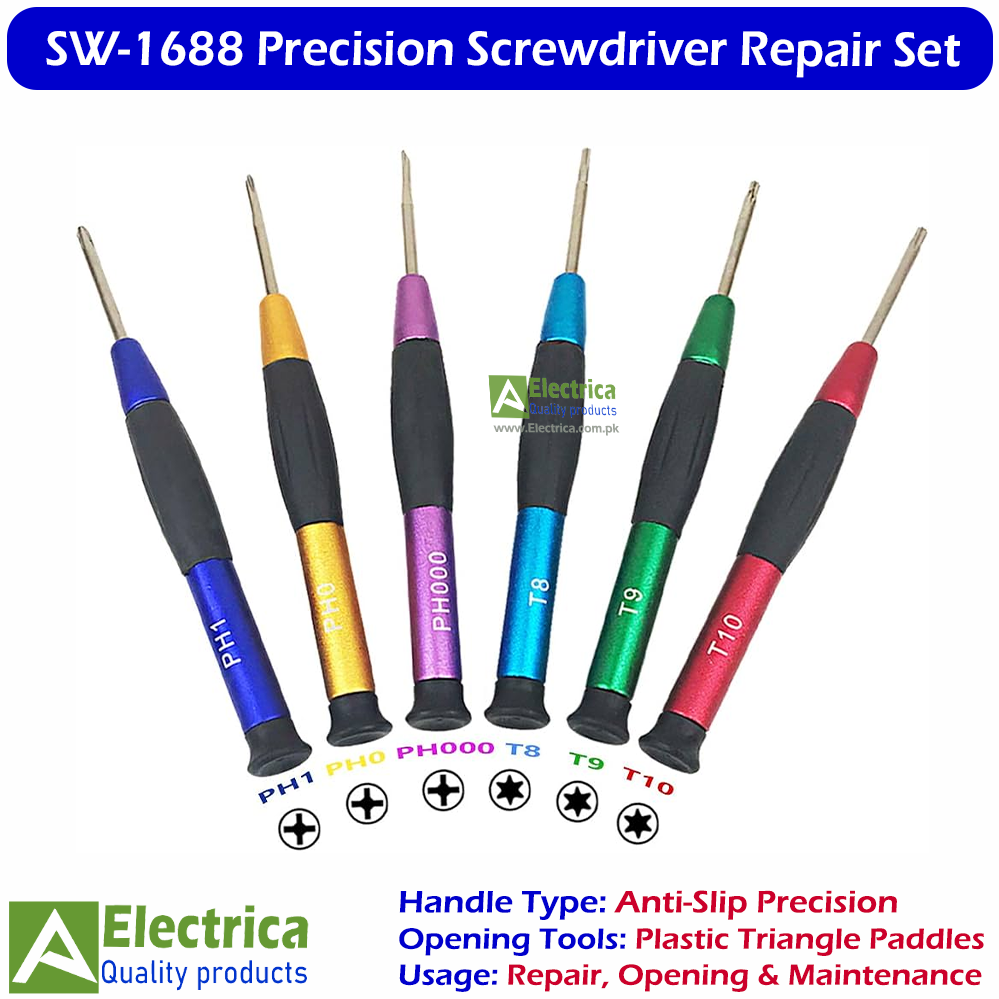 SW-1688 14-in-1 Precision Screwdriver Repair Tool Kit | Professional Magnetic Screwdriver Set with Tweezers, Pry Tools & Opening Tools for Mobile, Laptop & Electronics by Electrica