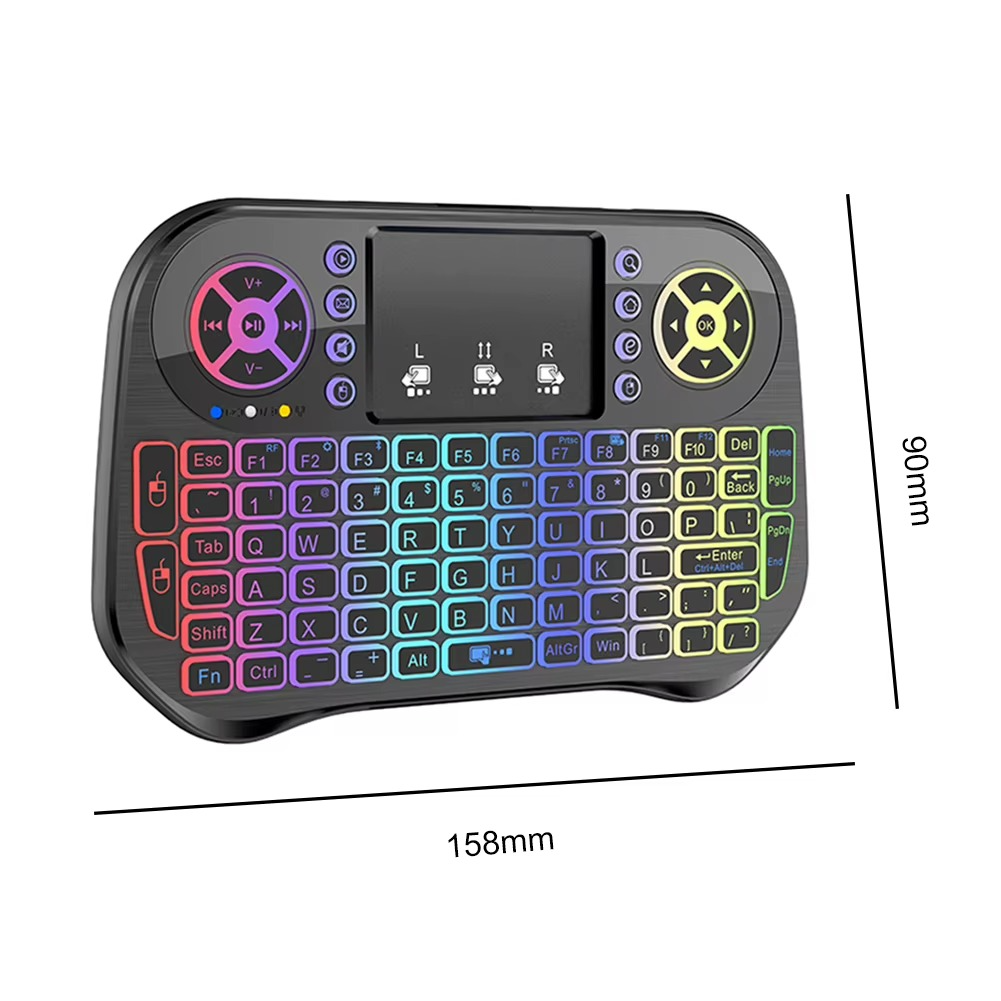 i10 MINI Wireless Keyboard + Bluetooth Touchpad 7 Color Backlight Light 2.4GHZ Full Control For LCD / LED / TV / PC / Mobile / Laptop