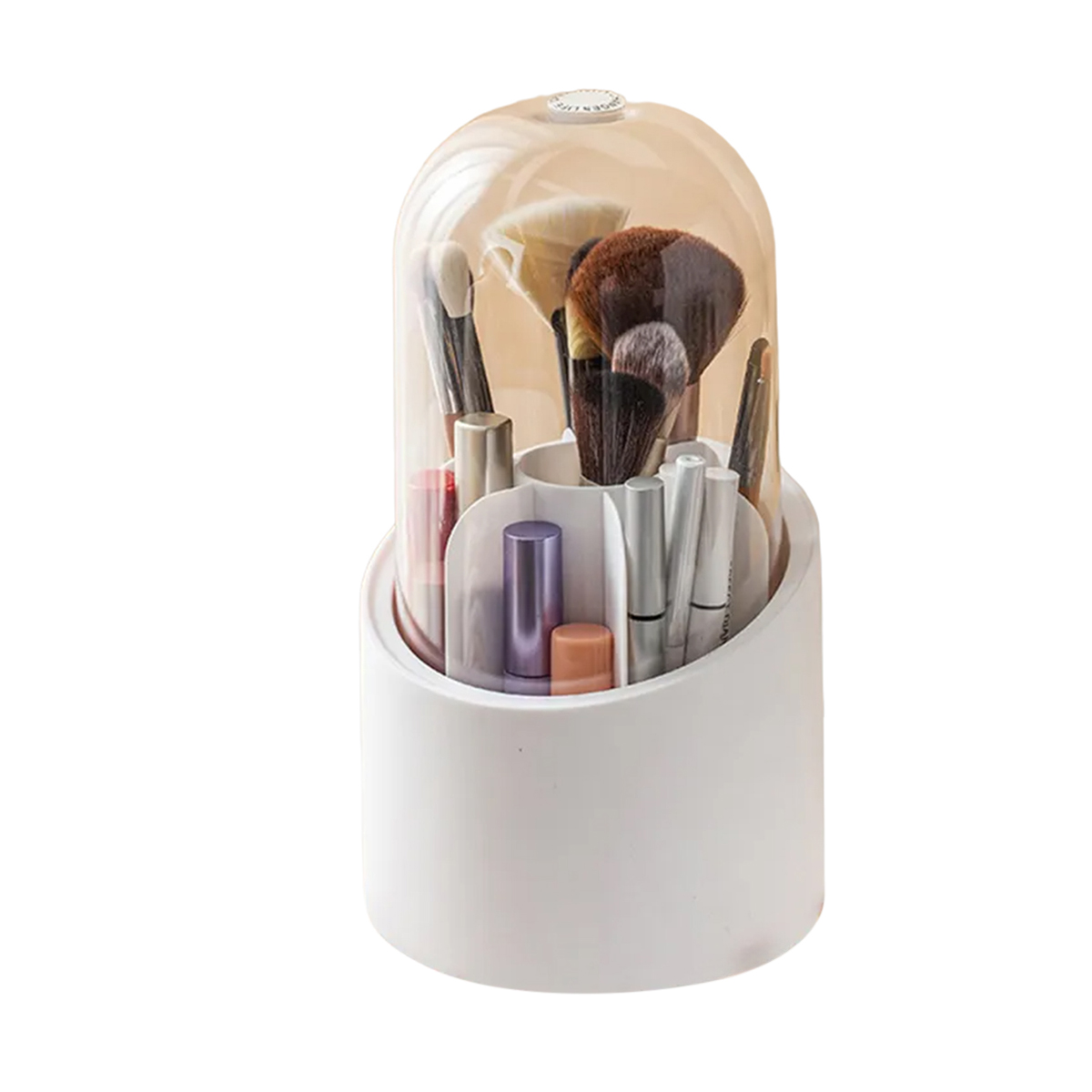 360° Degree Rotating Makeup Brush Holder with Dustproof Lid | Cosmetic Brush Case | Countertop Brushes Holder