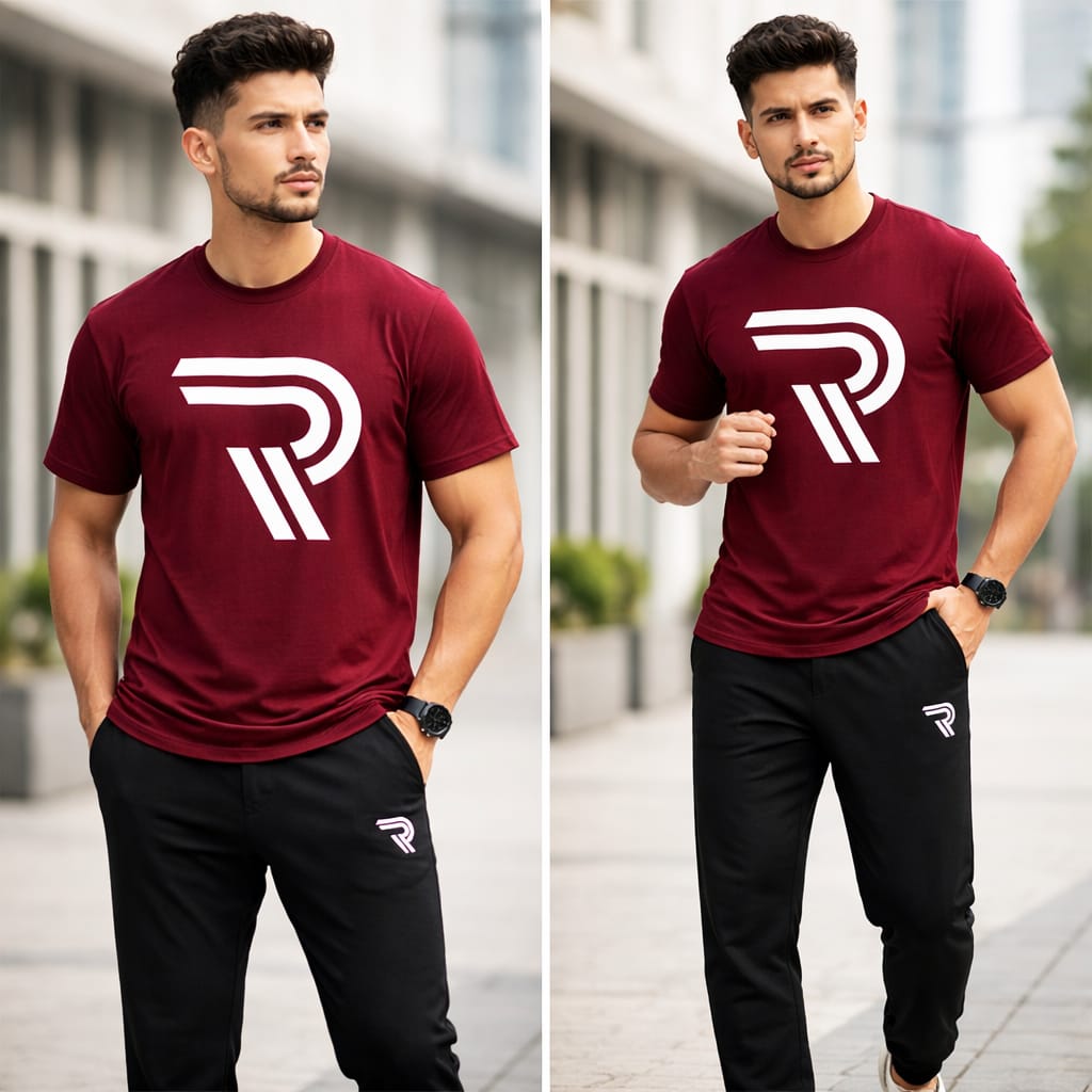 🔥 Men’s Stylish Sports T-Shirt & Jogger Pants Set – Premium Cotton | Gym & Casual Wear | Trendy Green & Black Outfit