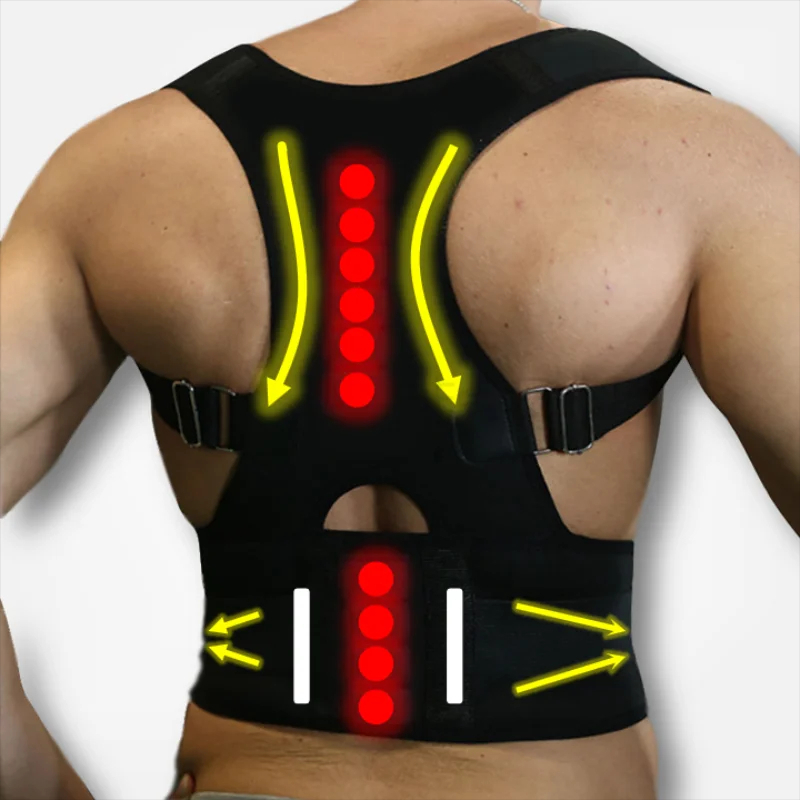 Magnetic Posture Corrector for Women Men Orthopedic Corset Back Support Belt Lower Back Pain Brace Support Belt Magnet Therapy Black