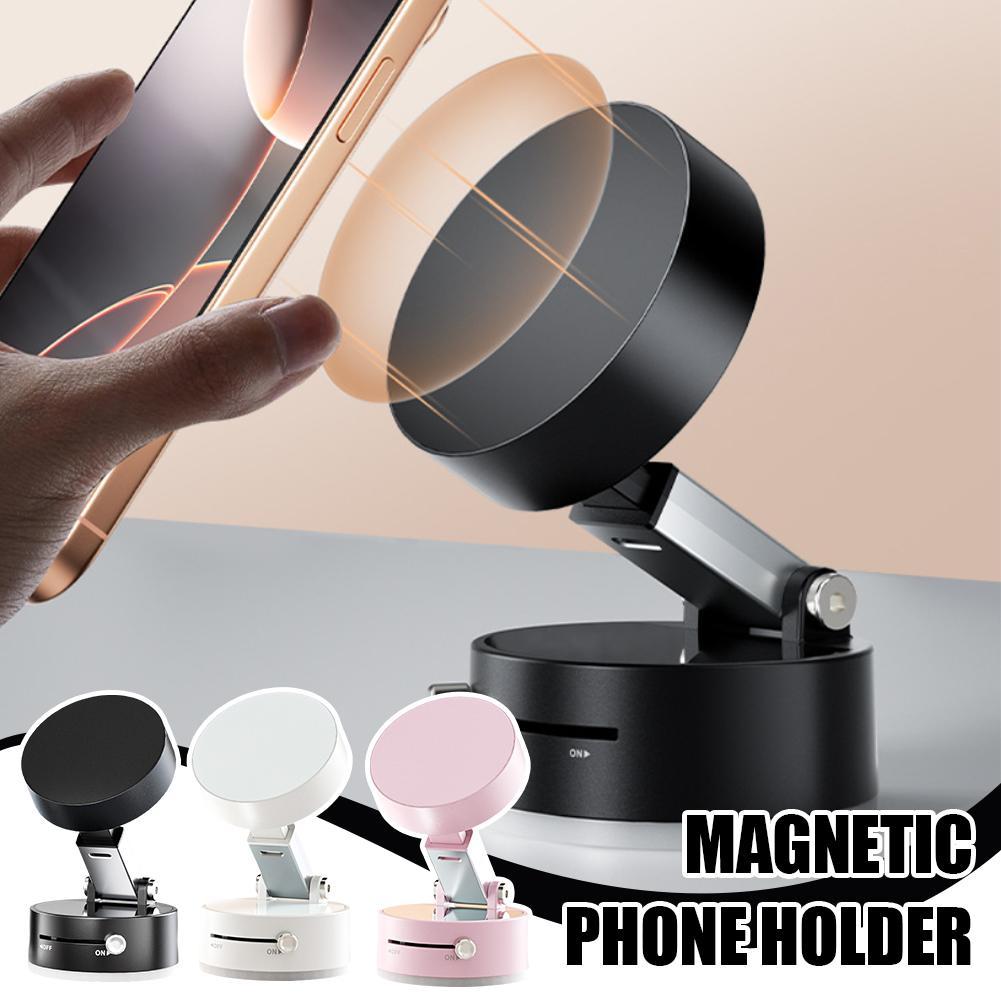 Magnetic Car Phone Holder with Vacuum Suction Cup – 360° Adjustable Dashboard Mobile Mount, Hands-Free Magnetic Smartphone Stand for Car & Desk