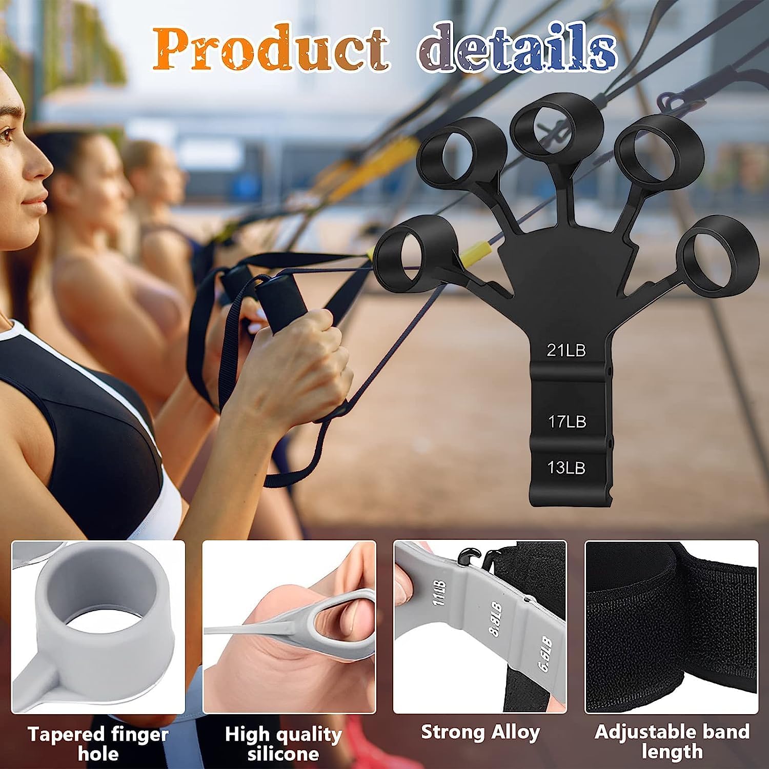 Face Value Finger Extensor Exerciser, Rubber Muscle Trainer, Adjustable Silicone Hand Grip Enhancer, Finger Trainer with Wristband, Hand Strengthening Device, for Strength Training, Therapy, Muscles