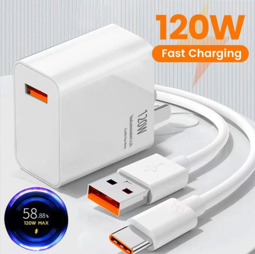 [Original] 120W USB Turbo Charger For Xiaomi 13 12T Pro Redmi Note 12 - Supervooc And *Points Showing* Adapter With Fast Charging Cable
