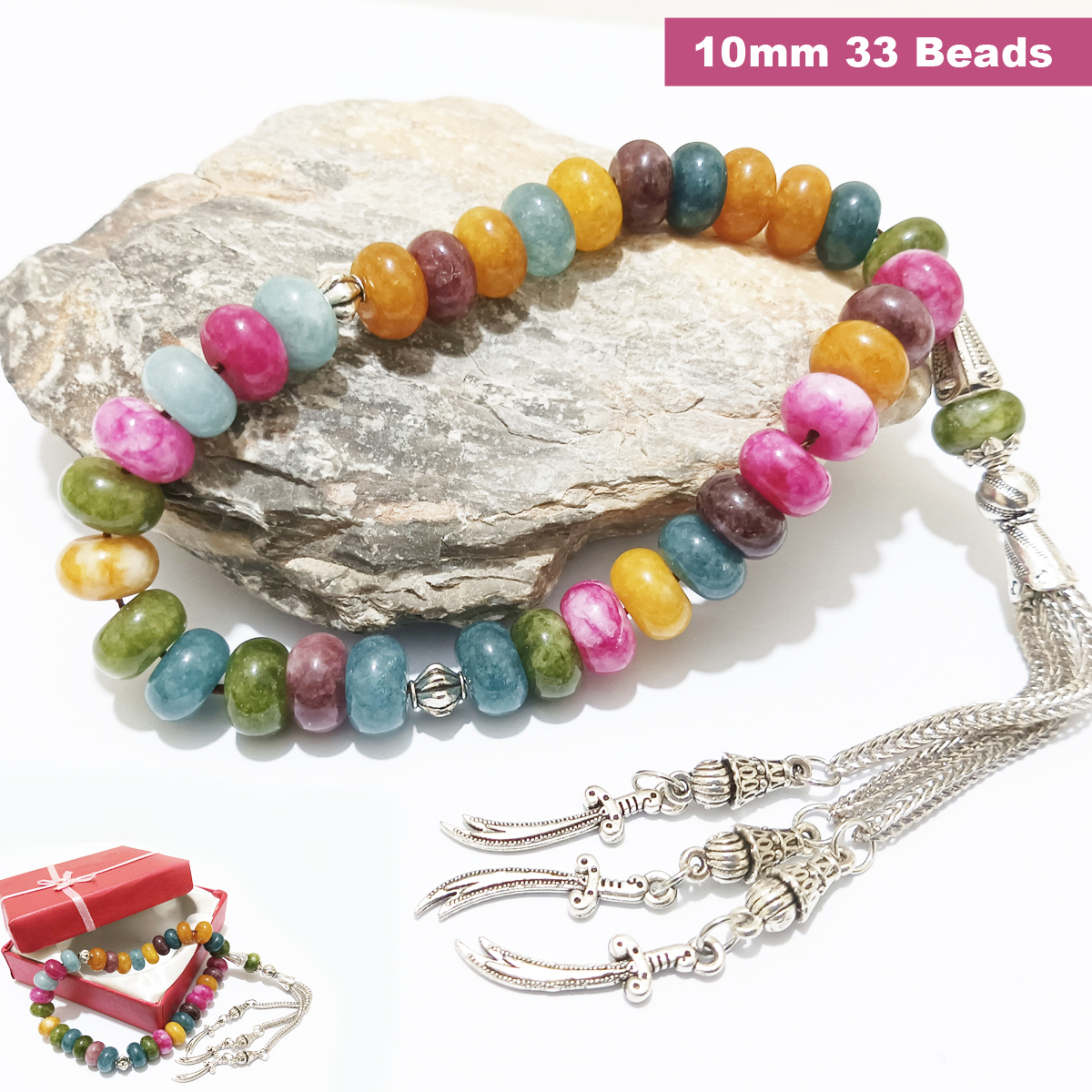 Premium Quality Real Tourmaline Gemstone, Islamic Prayer 33 beads100Beads of 8mm and 10mm, Tasbih of 8mm , Misbaha, Tasbeeh, Sibha, Rosary