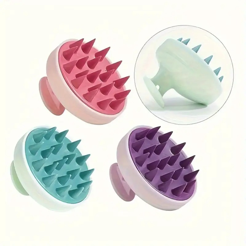 Silicone Scalp Massager Brush - Gentle Shampoo & Shower Comb for Dandruff Removal, Manual Head Scrubber for Wet/Dry Hair Care