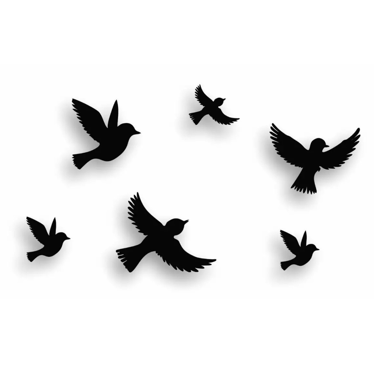 Pack of 6 Flying Wooden 3D Shape Birds for Kids Bedroom Wall Decoration