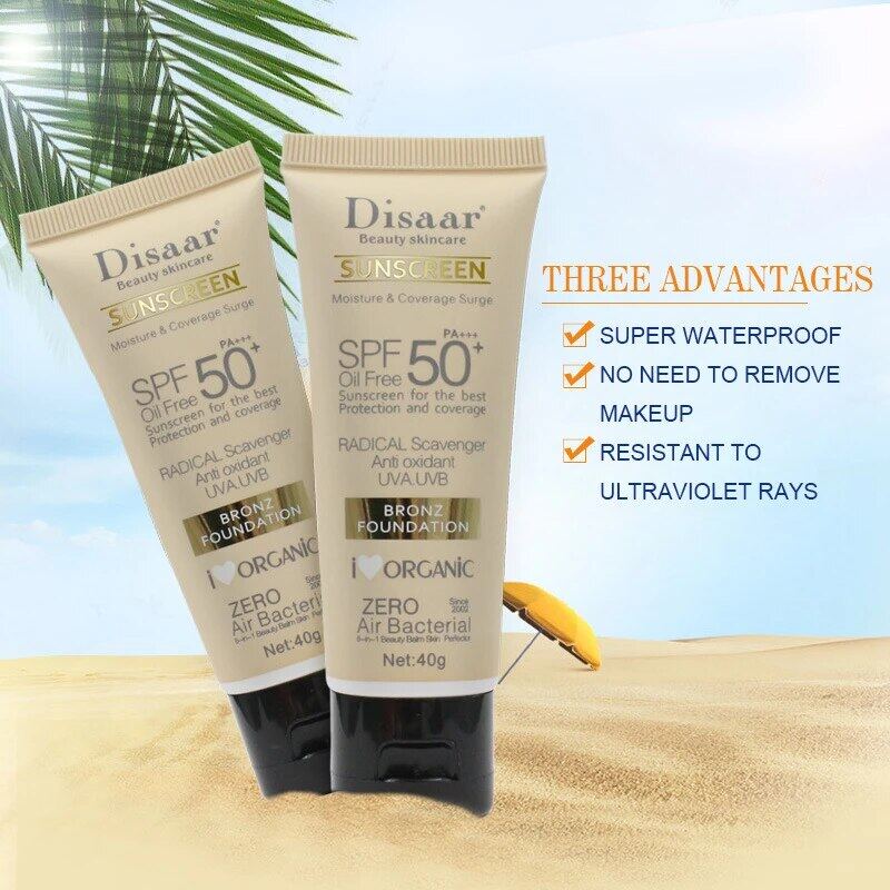 Disaar SPF 50 Natural Sun Protection Tinted Foundation Whitening Moisturizing Organic Sunscreen Sun Cream Sunblock For All Skin DS313-1