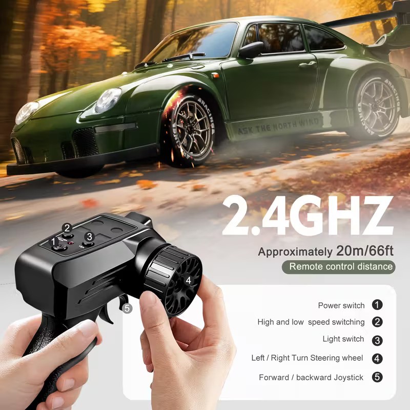 Remote Control Drifting Car 4WD RC Toy with Lights, Tires, and Barricade Tool, Perfect Birthday Thanksgiving Gift for Boys and Girls, Stunt Rc Car, Highspeed Rc Car, Remote Control Car