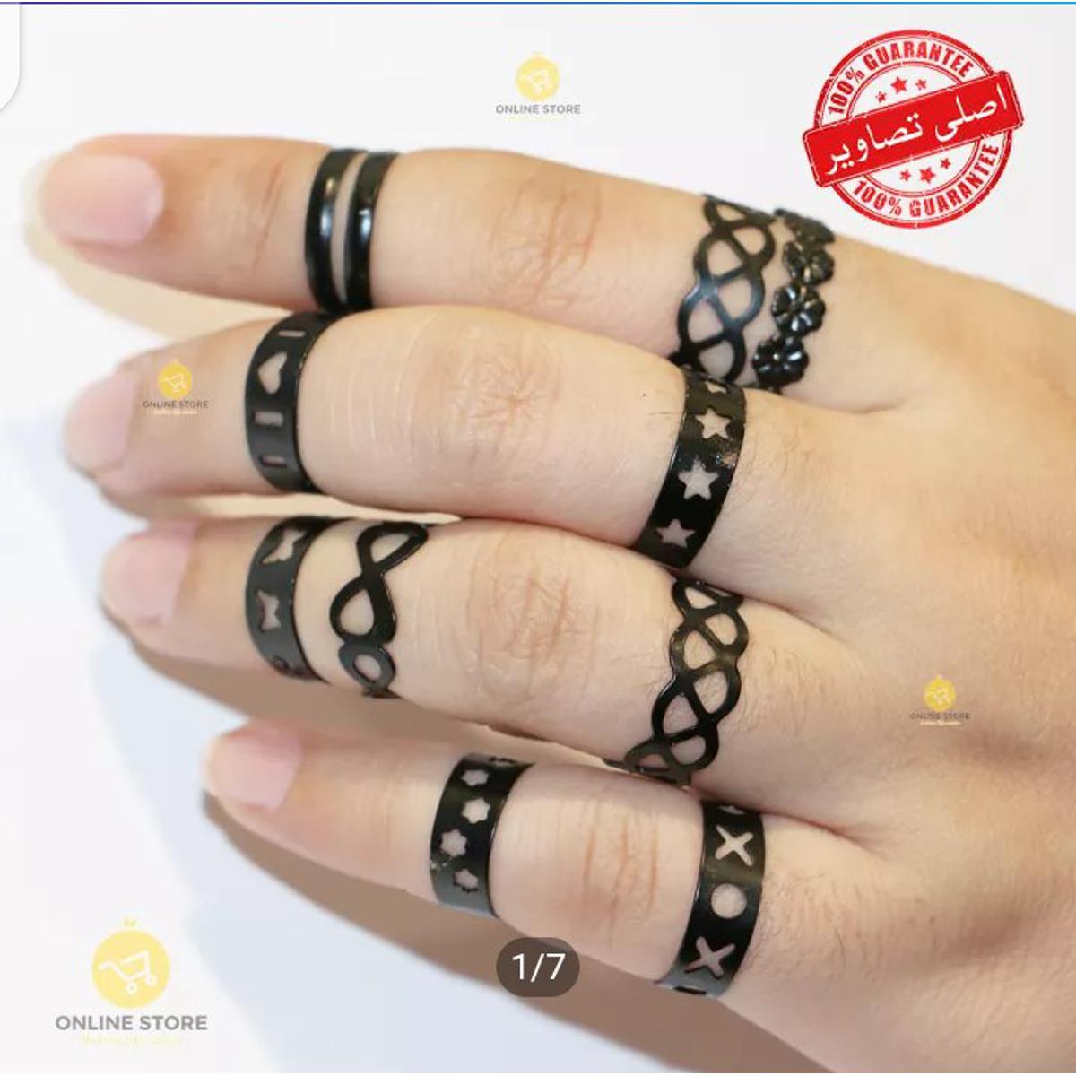10 pcs/set Golden/black Ring set women Wedding Anniversary rings for girls