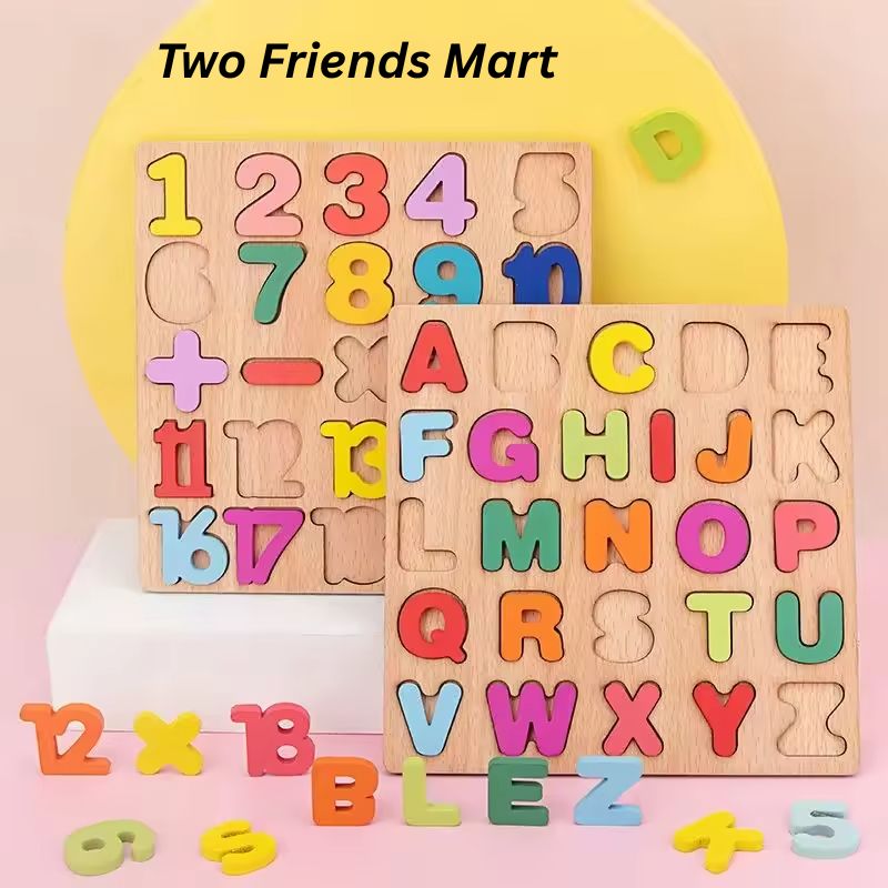 Colorful Wooden Alphabet Puzzle Board, Educational Letters and Numbers Matching Game, Kids Wooden Learning Toy and Early Education Board.