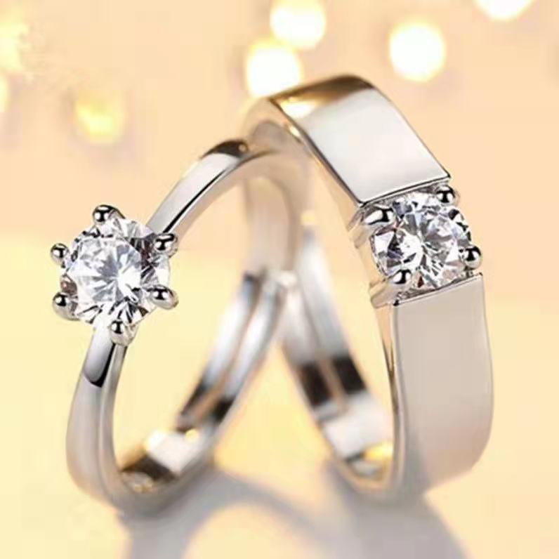 Classic Couple Rings For Men Women CZ Stone Trendy Wedding Lovers' Ring Jewelry Romantic Valentine's Day Present Ring Accessory