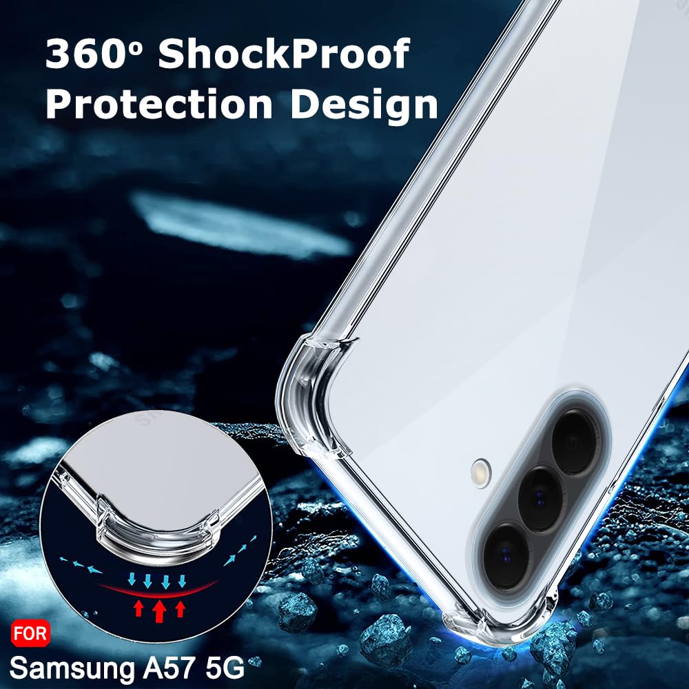 Samsung Galaxy A57 Transparent Back Cover – Soft Silicone Clear Case with Shockproof Corner Bumper Protection