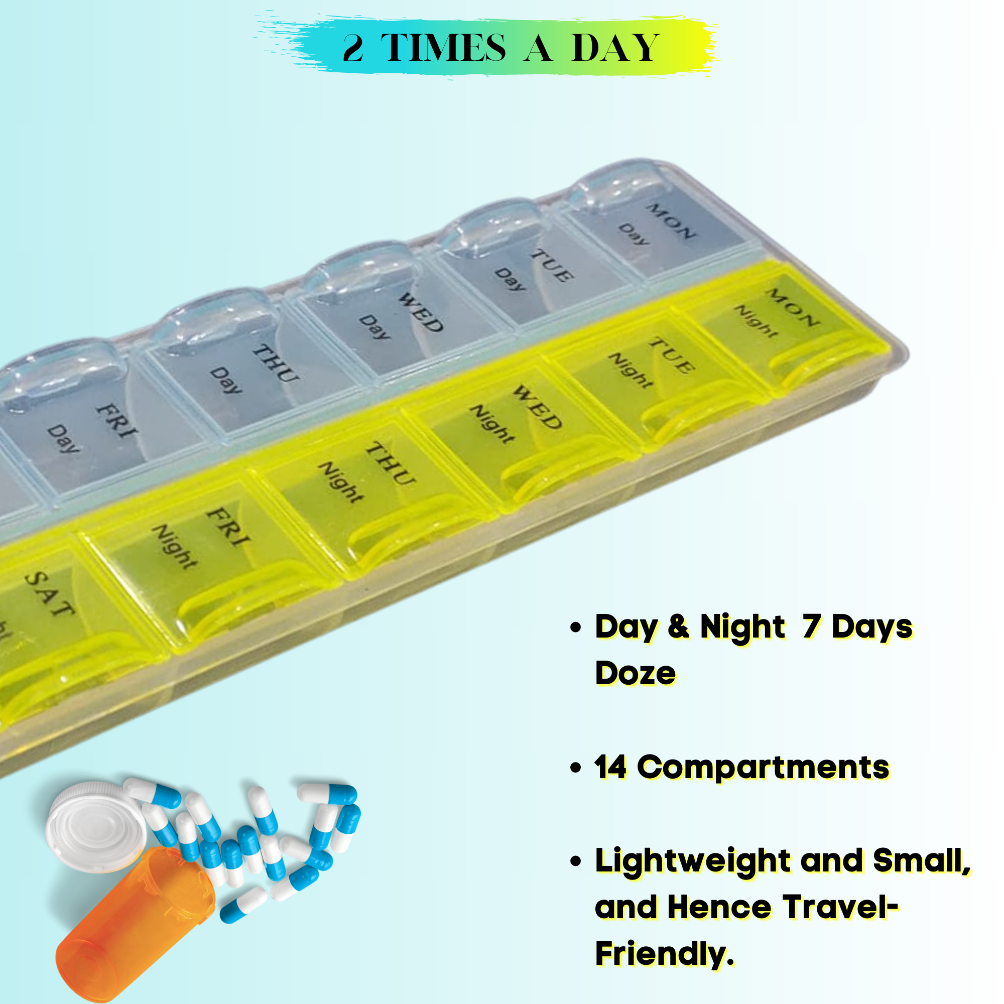 Organiser 7 Day Weekly 3 Times A Travel Case Medication Dispenser 期間限定