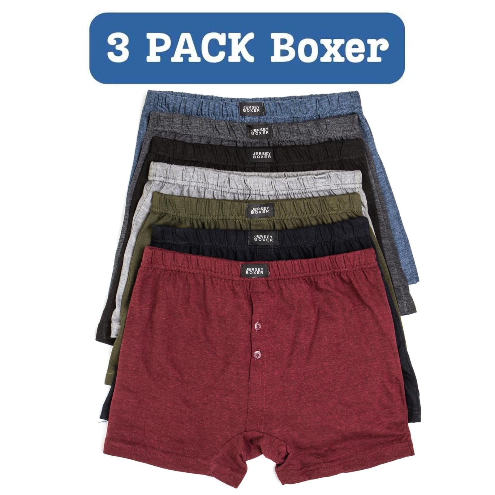 Men’s Classic Cotton Boxer Shorts Pack 3 6 12 PCS | Comfort Fit Jersey Underwear Pants | Soft Breathable Loose Fit Boxers | Elastic Waist Men’s Innerwear | Lightweight Daily Wear Sleepwear Shorts | Casual Lounge Boxers for Men