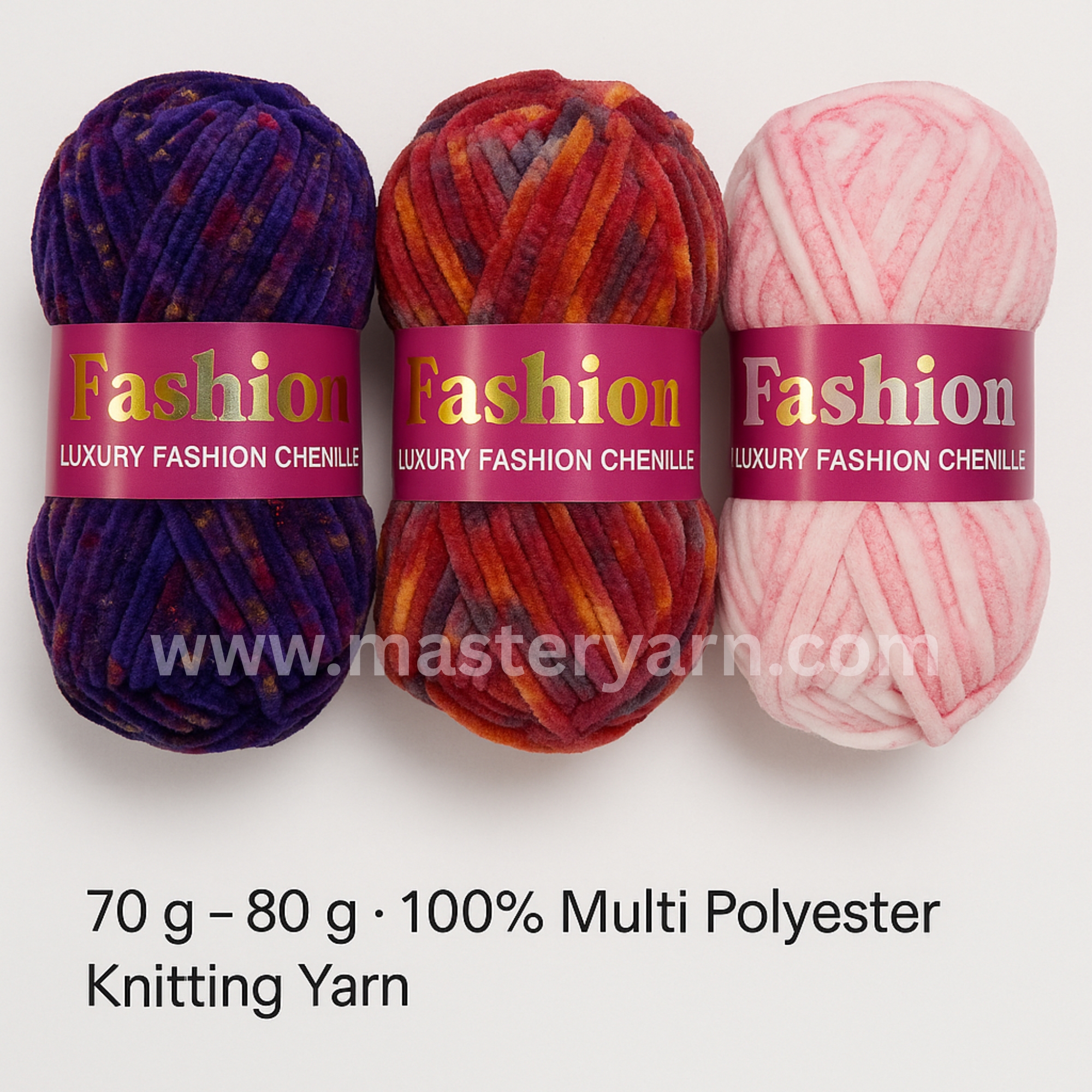 Fashion Multi Velvet Chenille Yarn – 70-80g, Soft 100% Polyester Knitting & Crochet Yarn | Multi-Color Yarn for Blankets, Scarves & DIY – Master Yarn price in Pakistan