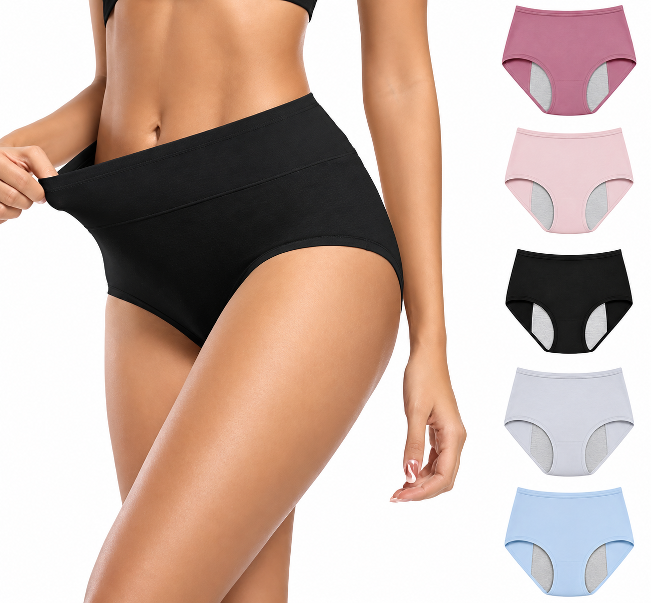Ladies 100% Cotton Panties High Waist – Women Underwear Soft Breathable Full Coverage Briefs – Comfortable Cotton Panty for Girls & Women – Pack of 1, 3 & 5 – S to XXL – Multicolor