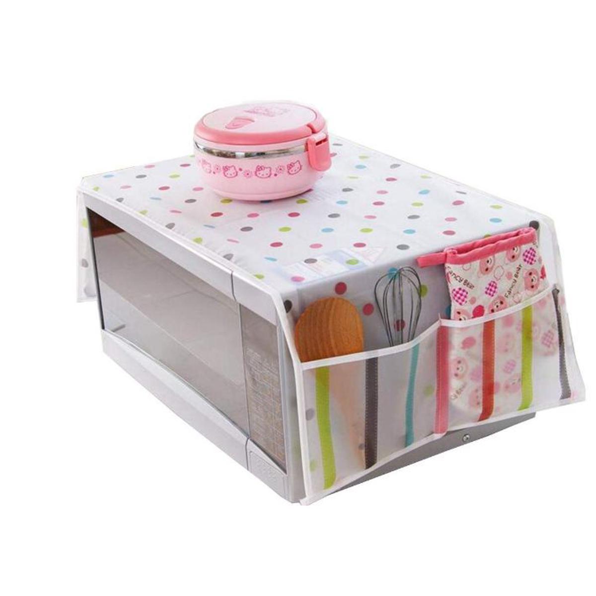 YETI Microwave Dust Cover Cotton Printing Dust Cover Waterproof Dustproof Oilproof Double Pocket Storage Bag Microwave Oven Cover