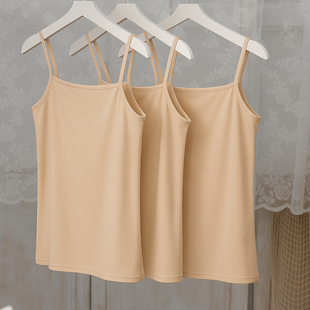 Pack Of 3 Women Summer Camisoles Biddies Stretchable Pure Cotton Tank Tops for Women Girls| Bra Vest for Girls Strap Cotton Multicolor Sleeves Thin Camisole Vest Solid Top