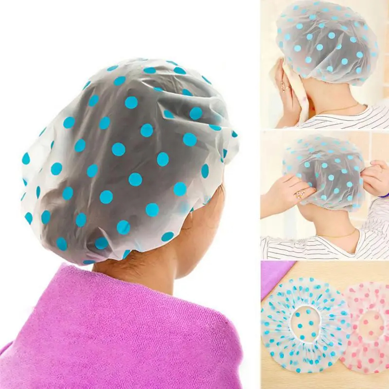 Waterproof Shower Caps Elastic Reusable Plastic Bathing Hair Cap Lady Salon Hat for Kids Girls and Women, Assorted Patterns