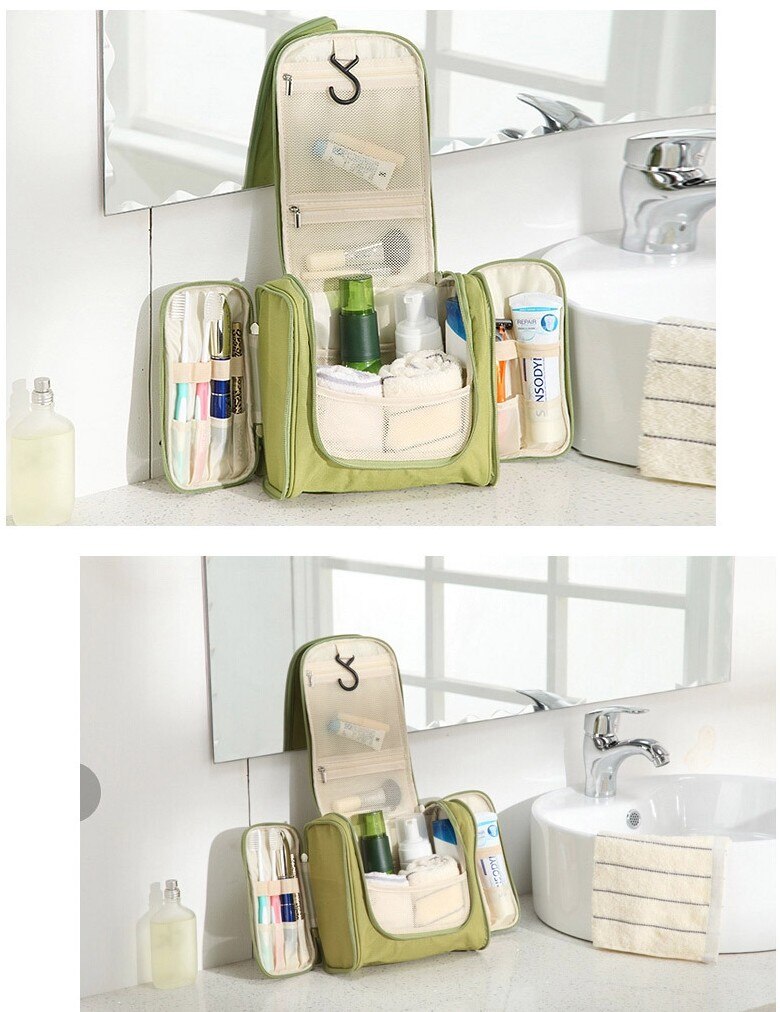 Travel Portable Cosmetic Bag 6 Color Hang Hook Folding Wash Make-Up Organizer Neceser Makeup Pouch For Women Beauty Toilet Bag