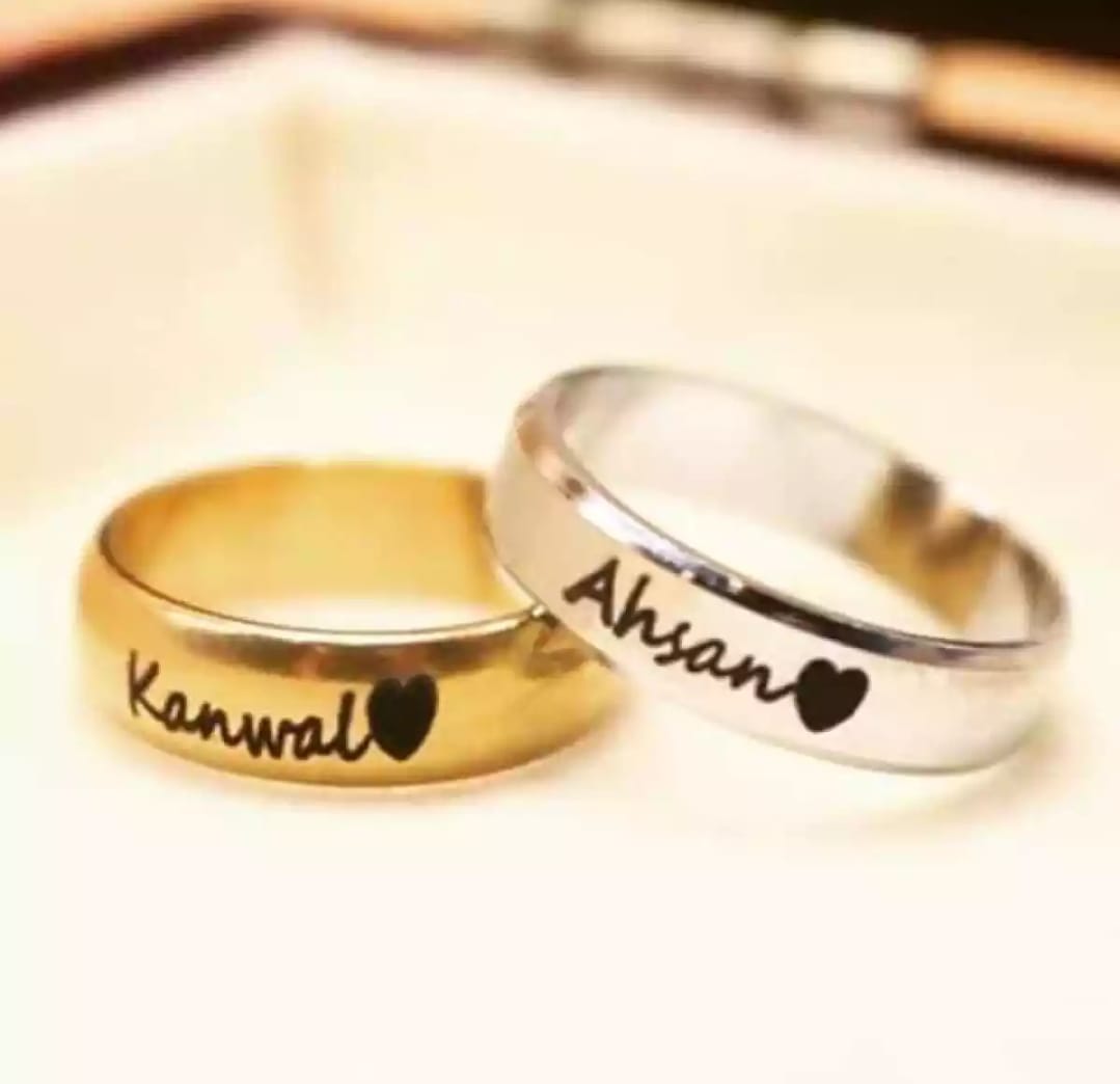 Pack of 02-Personalized/Customized Ring -Engraved Black Ring For