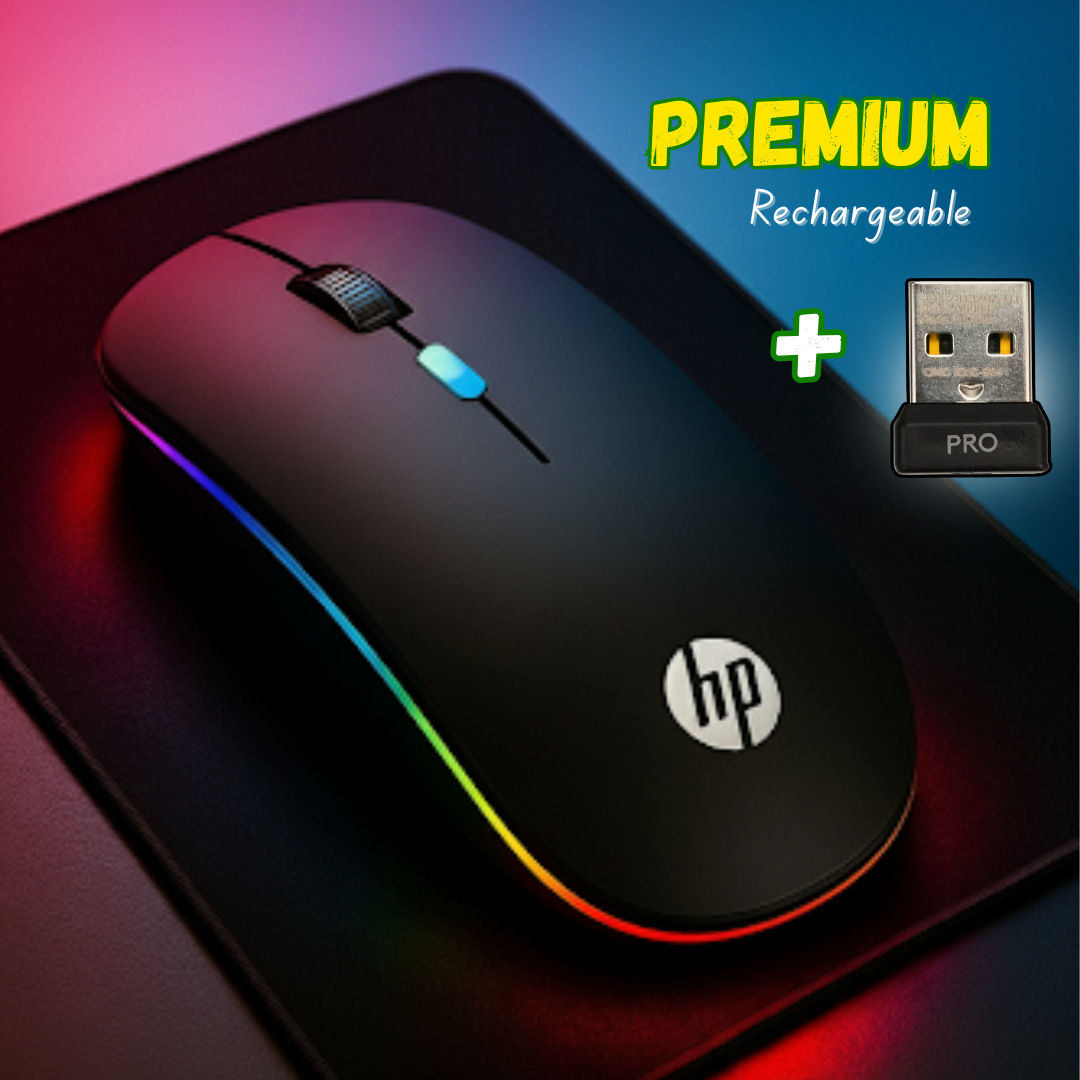 Ultra Slim Dual Mode USB Dongle + 5.2 Bluetooth Mouse Rechargeable Battery Gaming RGB Wireless Optical With Silent Clicks 2.4G Backlit Mice - Plug and Play (Multicolor)  Mouse with Free Mouse Pad By TechZone