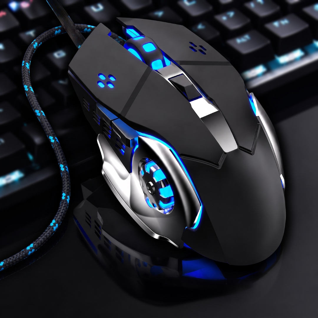 Panorama Wired Gaming Mouse RGB with Adjustable dpi - 6 Button Optical Mice with Mouse Pad for PC, Computer, Gaming, Laptop, Pubg, Mobile - Black and White
