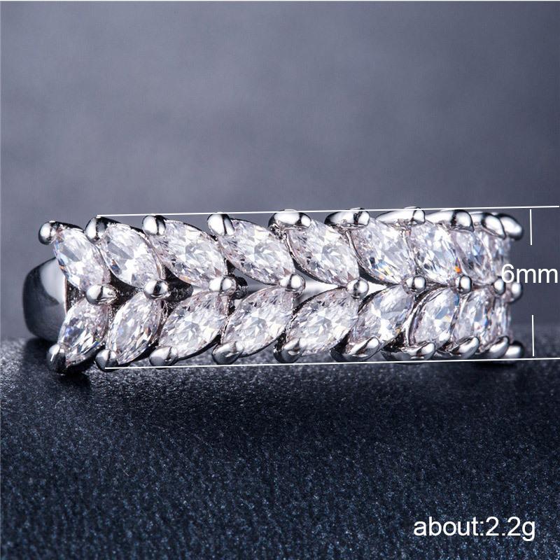 Wedding Engagement Collection Golden Silver Plated Creative Wheat Shape Zircon Rings For Girls Women - HS-CS-B989