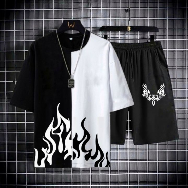 New trendy fired printed black & white premium quality tracksuit for men and boys