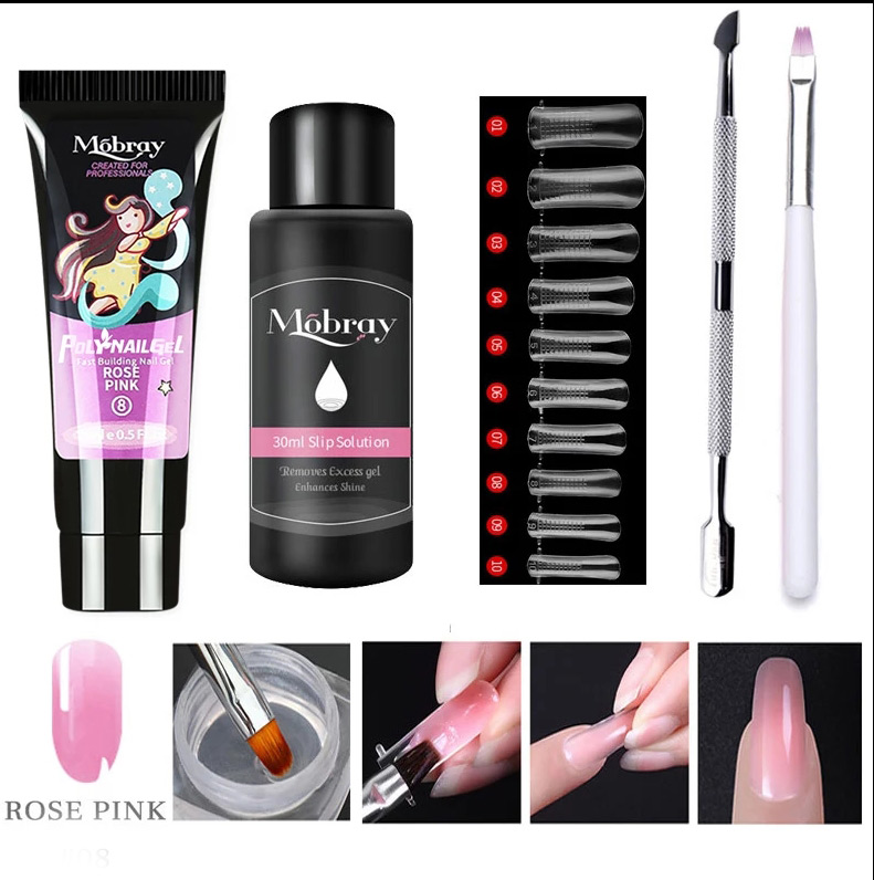 5pcs/Set Poly gel Nail Kit - Quick Building Polygel Extension Nail Kit ...