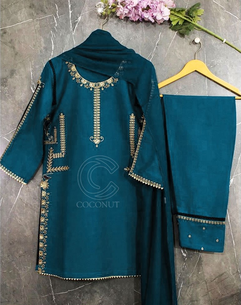 Stylish Embroidered Kurti for Women with Dupatta Trouser (3-Piece