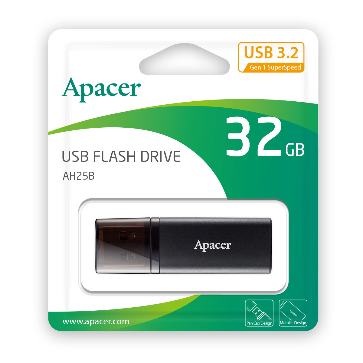 Apacer USB Flash Drive AH25B AH25C USB 3.2 Gen 1 32GB, 64GB, 128GB