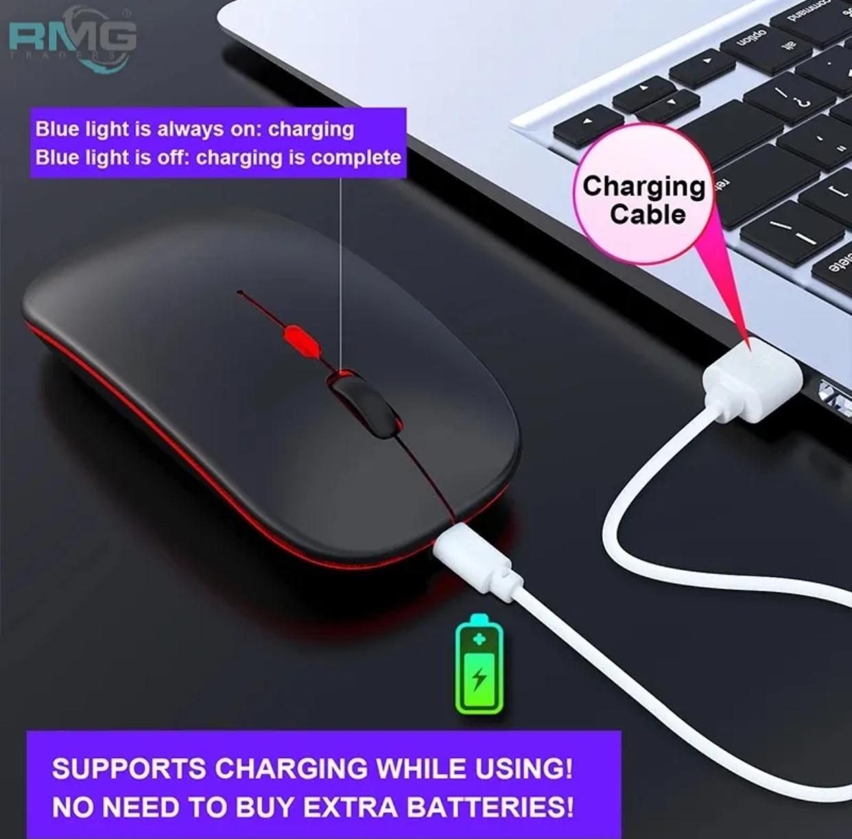 HP W10 Wireless Rechargeable Mouse With RGB Lights Adjustable DPI Silent Click With Ultra Thin