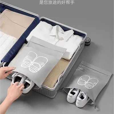 Pack of 12 - Travel Shoes Storage bag with clear window non-woven with PVC Bag