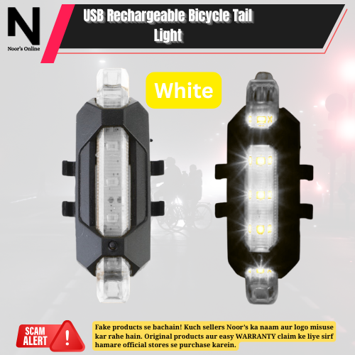 Noor’s USB Rechargeable Bicycle Tail Light  Waterproof LED Bike Rear Safety Warning Light for Bicycle & Motorcycle Cycling Accessories