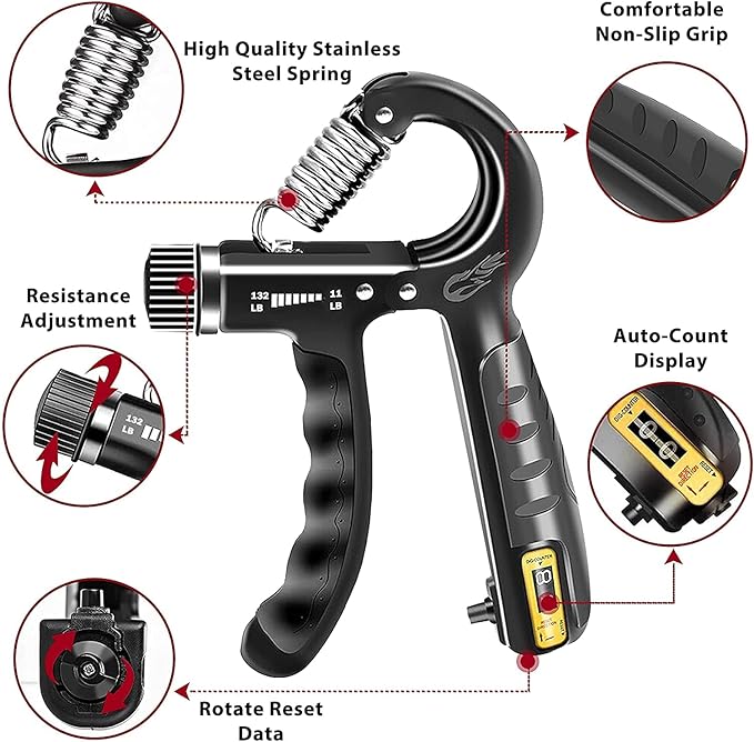 AL MEHRAN TRADERS FLYFE Grip Strength Trainer, Plastic, Forearm Strengthener, Hand Squeezer Adjustable Resistance, Hand Grip Strengthener for Muscle Building and Injury Recovery
