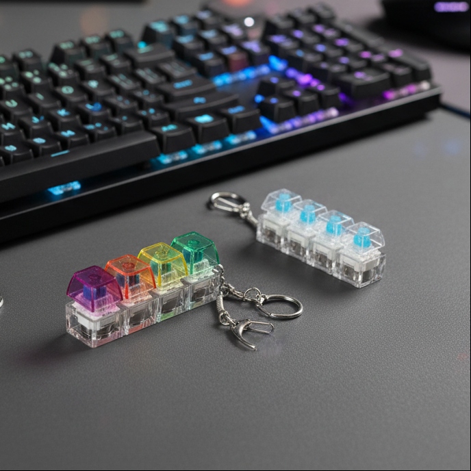Portable Keyboard Fidget Keychain – Mini Click Button Stress Relief Toy for All Ages