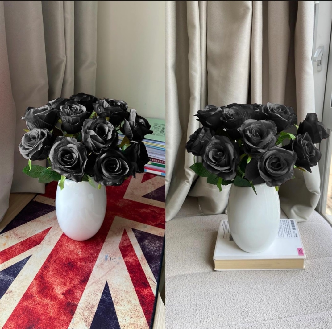 Artificial Black Rose  Flower Bunch for Home Decor