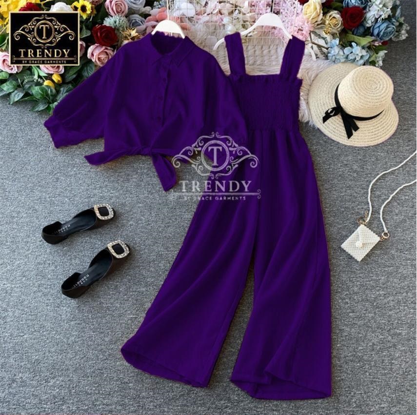 Most Demanding Design Stitched Stylish Western Wear Jumpsuit 2Pc Dress For Women and Girls