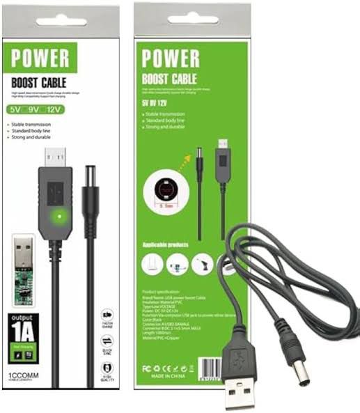 USB 5V to 12V Step Up Boost Cable for WiFi Router & Modem | Power Bank to Router Connector Cable | Voltage Booster USB Cable 5.5mm DC Jack | Works with TP-Link, D-Link, Huawei Routers