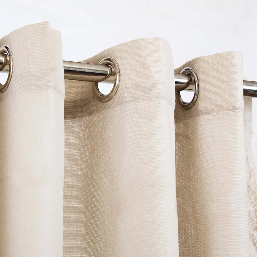 Cream Plain Duck Cotton Eyelet Curtain