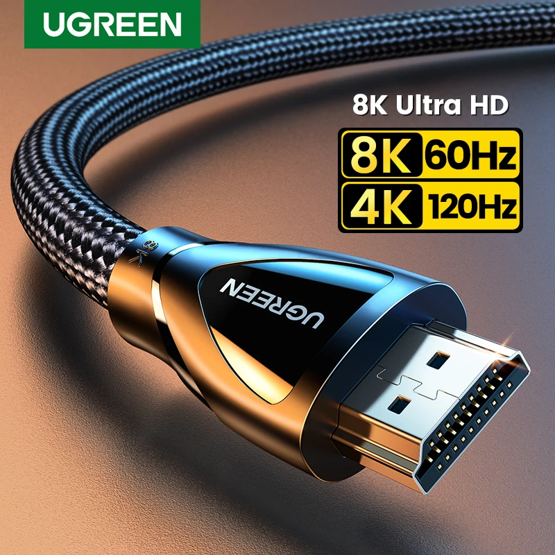 UGREEN 8K HDMI Cable 2.1, 48Gbps Ultra High Speed Braided HDMI Cable, 8K@60Hz 4K@120Hz, Compatible with Computer Projector/ PS5/Xbox Series X /HDTV/Blu-ray