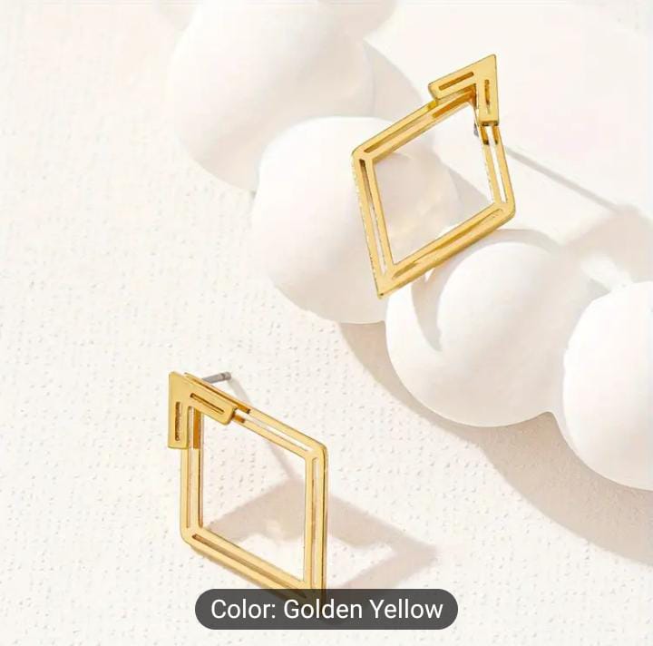 Fashionable Simple Geometric Precious Stone Stud Earrings - Minimalist Style, Hot Trendy Cute Nickel Free Earrings, Fashion Jewelry Earrings, Iron Material, Elegant Temperament for Women, Suitable for Daily Wear, All-Season Accessory