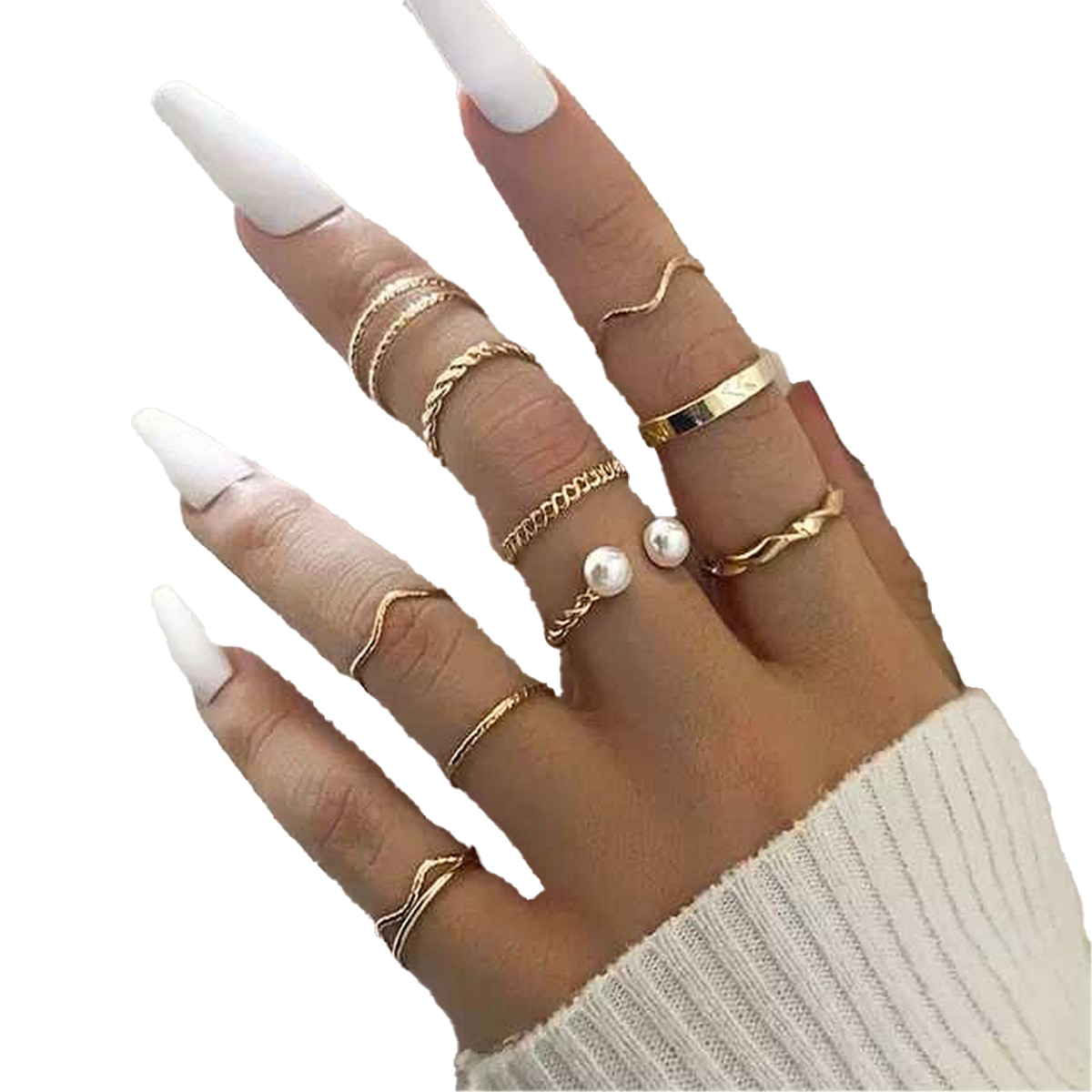 Pack of 10 Pieces Rings Set For Girls Wave Twist Pearl Finger Rings For Women Wedding Gift Retro Infinite Adjustable Pack of 15 Ring Set For Women Birthday Gift Pack of 10 Rings For Girls Trendy Trendy
