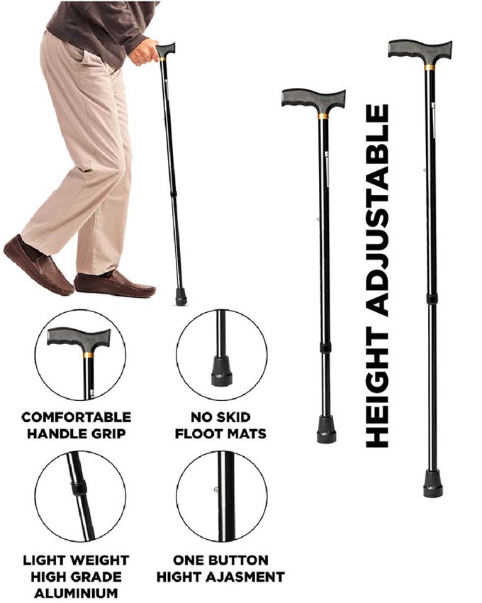 Multifunction Walking Stick Lightweight Aluminum Alloy Adult Walking Crutch (Silver)