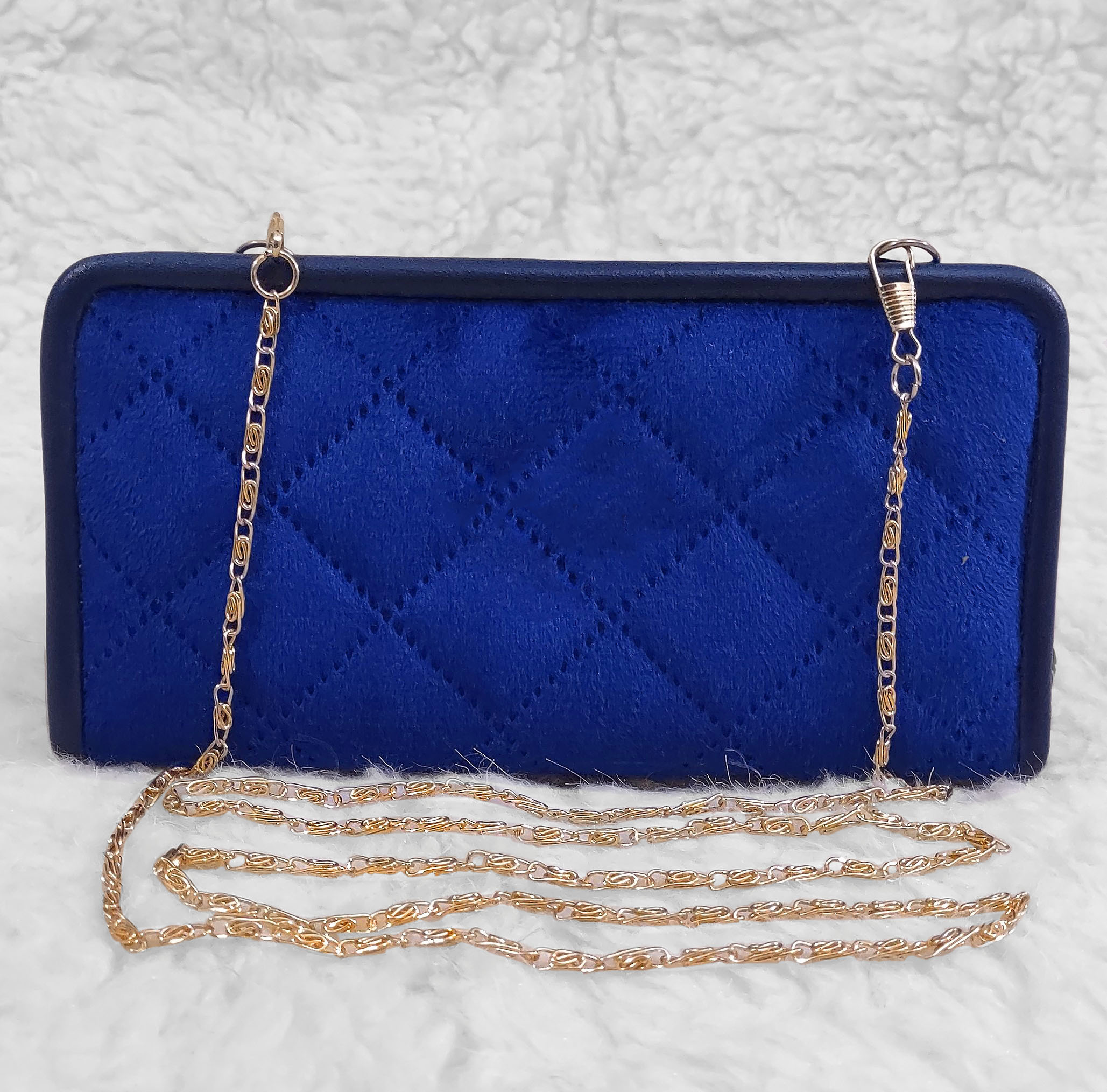 Elegant Quilted Clutch Purse with Gold Chain Strap
