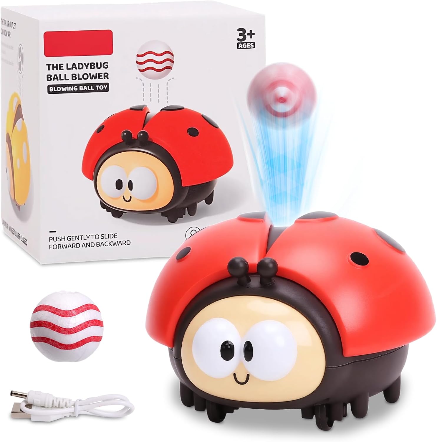 Electric Ladybug Floating Ball Toy - Magic Suspended Air Blowing Toy with Wings - USB Rechargeable Sensory Game for Kids & Toddlers (Physics Learning Gadget)